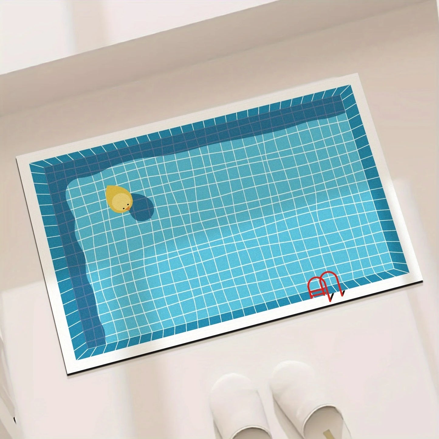 Ins Style 3D Pool Pattern Bathroom Mat Diatom Mud Absorbent Quick Drying Non-Slip Foot Mat for Bathroom Entry