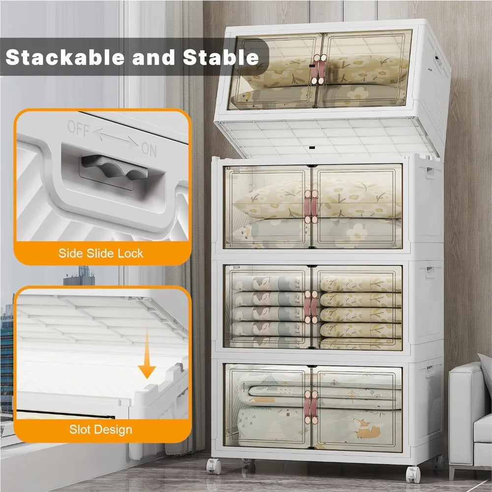 Durable Plastic Stackable Storage Bins With Lids And Wheels