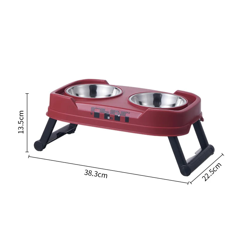 QWCH Pet Folding Elevated Bowl Anti Rollover Detachable Washable