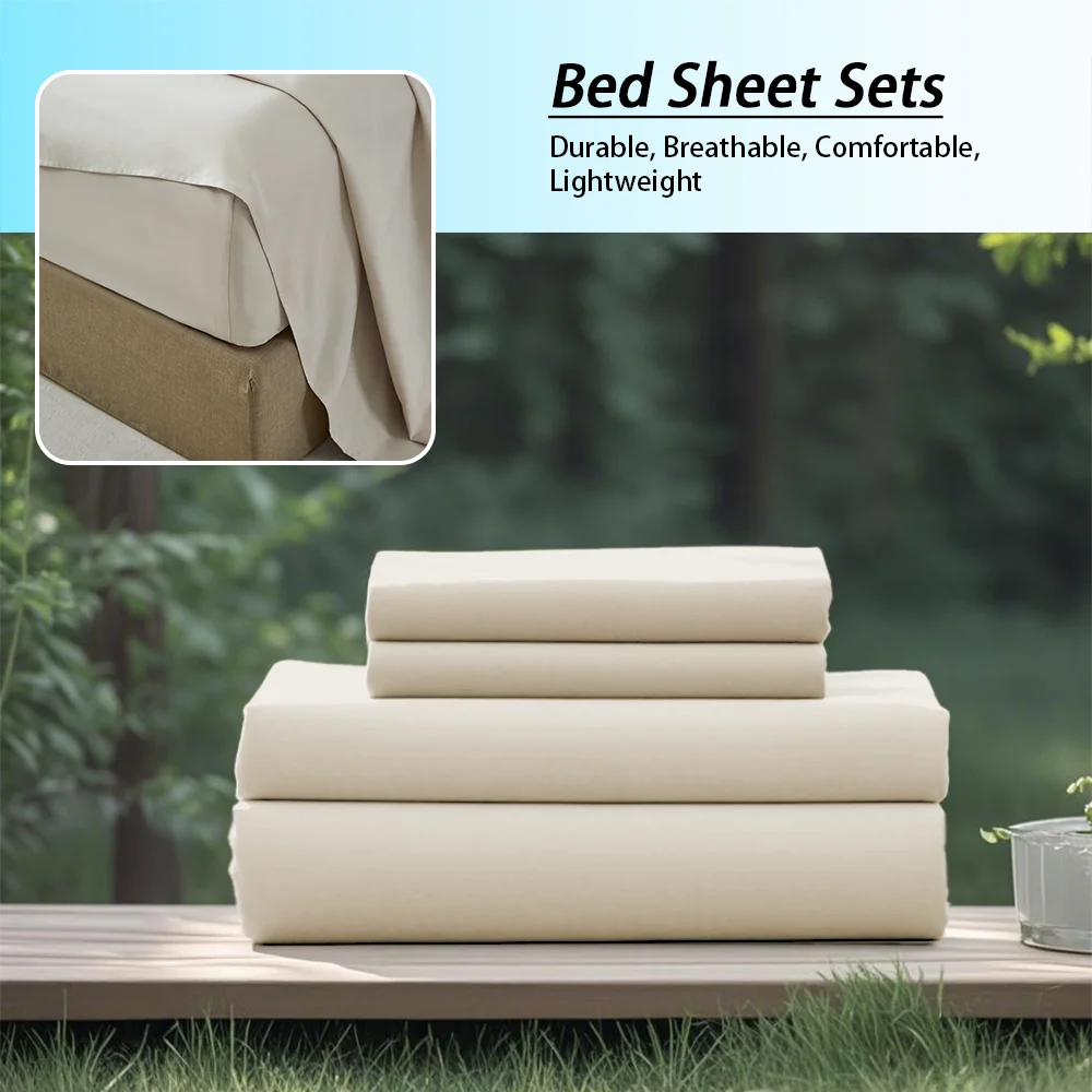 3/4Pcs soft solid color fashionable home bedding set, suitable for all seasons,1 fitted sheet, 1 flat sheet, 1/ 2 pillowcases