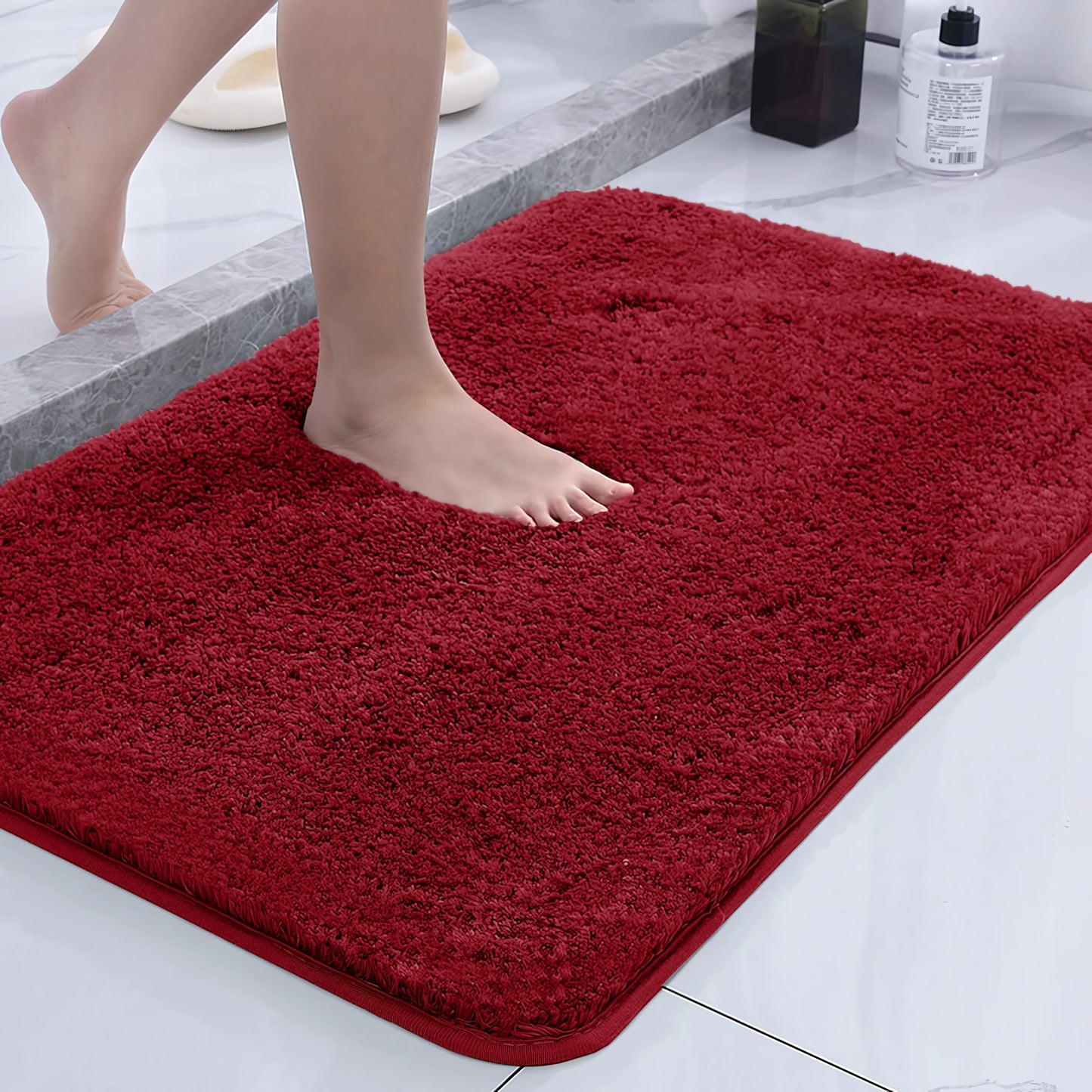 Super Absorbent Non-slip Bathroom Mat Plush Microfiber Quick Dry Washable Soft Bath Rug for Tub Balcony