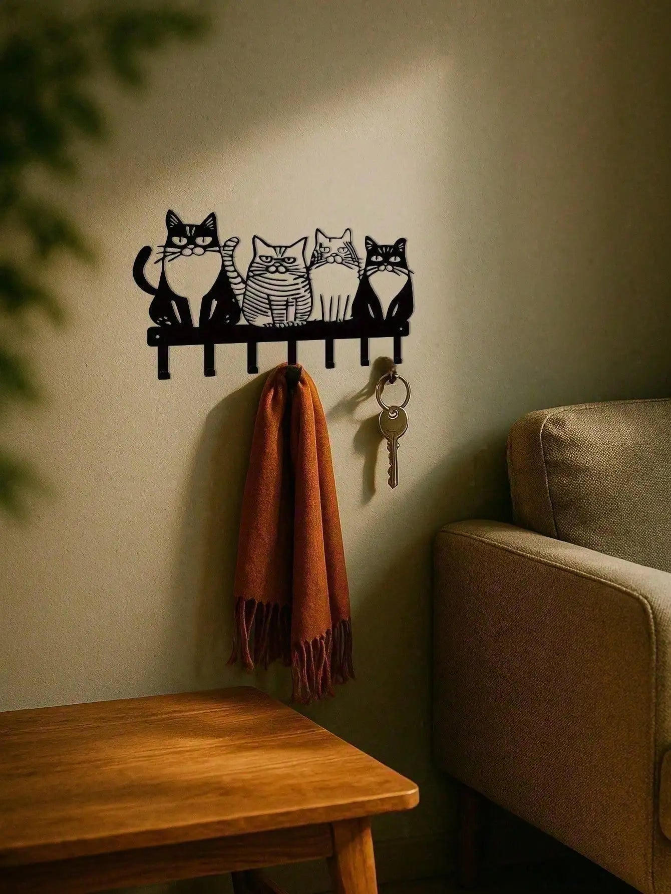 CIFBUY Vintage Cat Wall Hooks Rustic Key Holder Entryway Gift