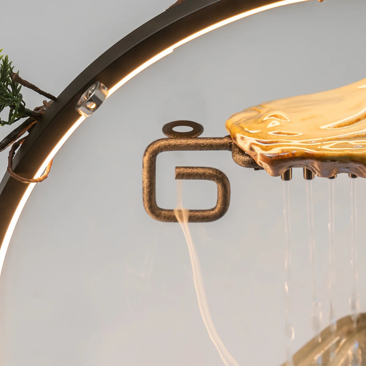 Indoor Tabletop Water Fountain Waterfall Decoration With Mist Rockery Horse Plants LED Quiet For Meditation Feng Shui Home Decor