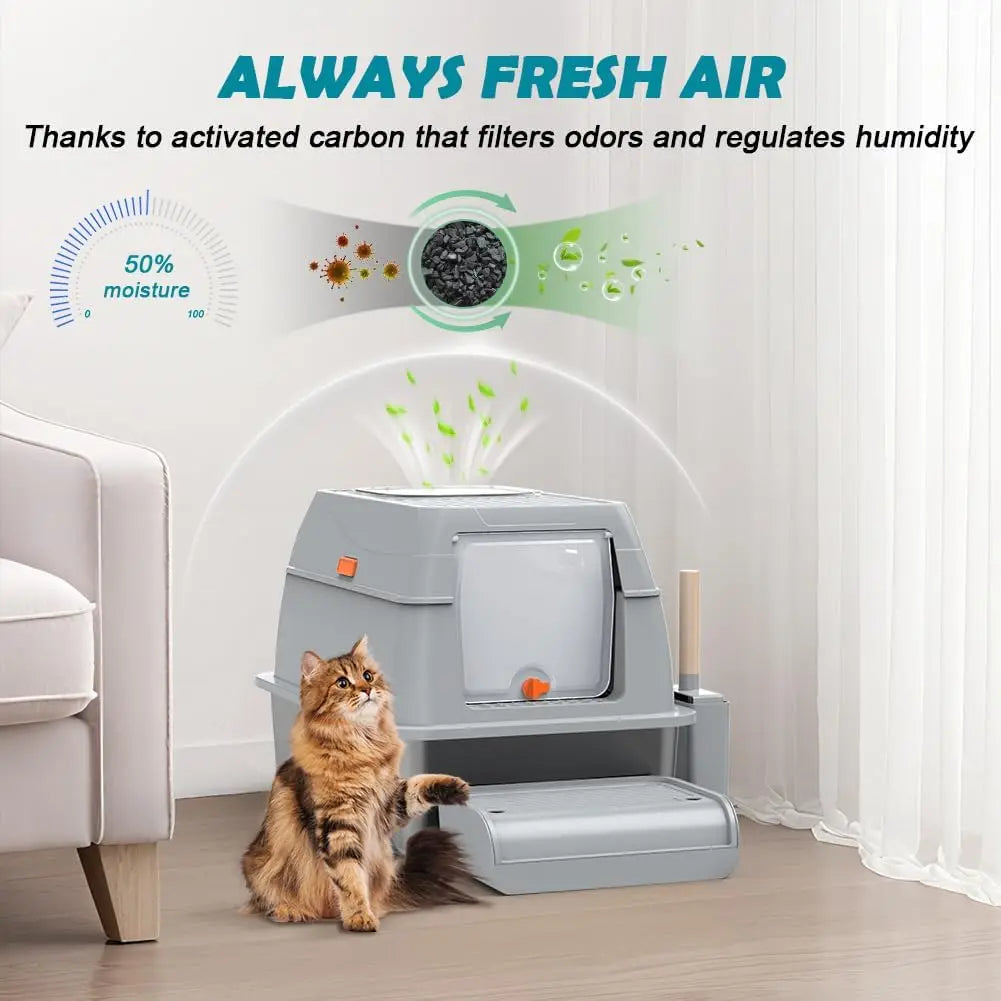 Stainless Steel Cat Litter Box With Lid And Scoop Included