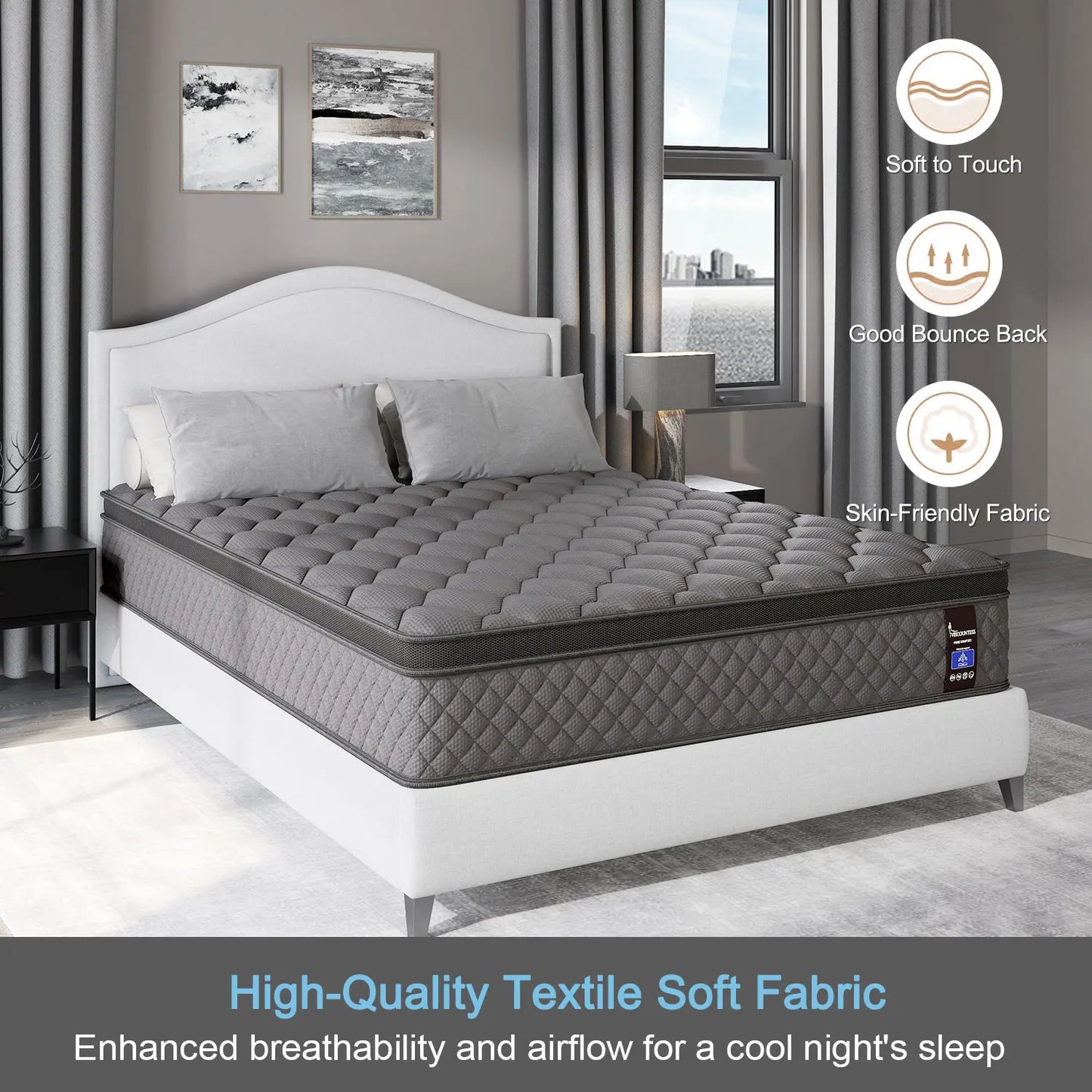 10"12"14"Twin Full Queen King Size Mattress in a Box Hybrid Spring Memory Foam,Euro Top Mattresses Medium Firm for Motion Isolat