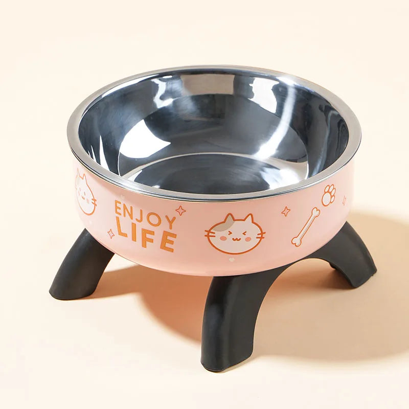 Cartoon Print Stainless Steel Pet Bowl For Dogs And Cats