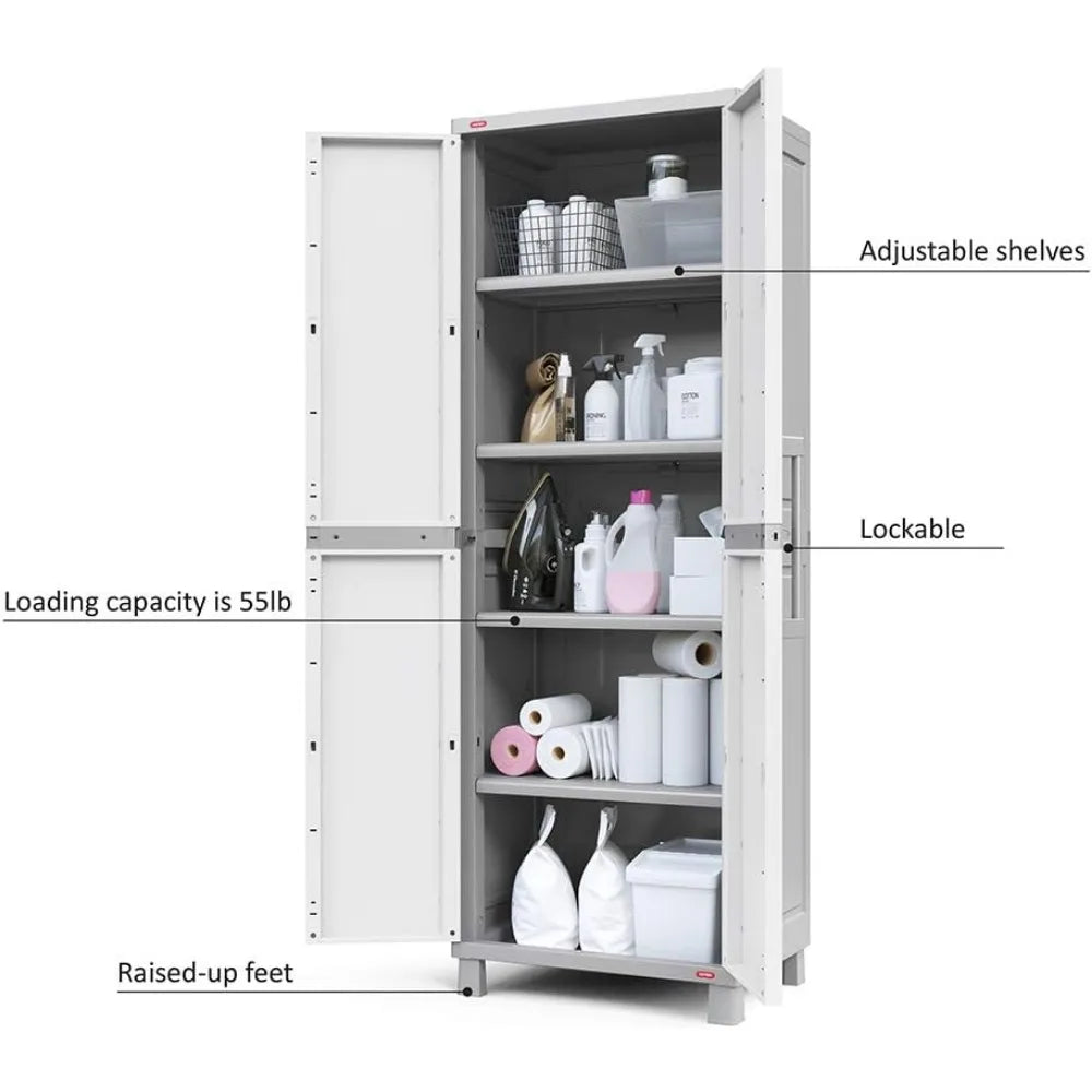 Storage Cabinet With Doors And Shelves For Laundry And Organization