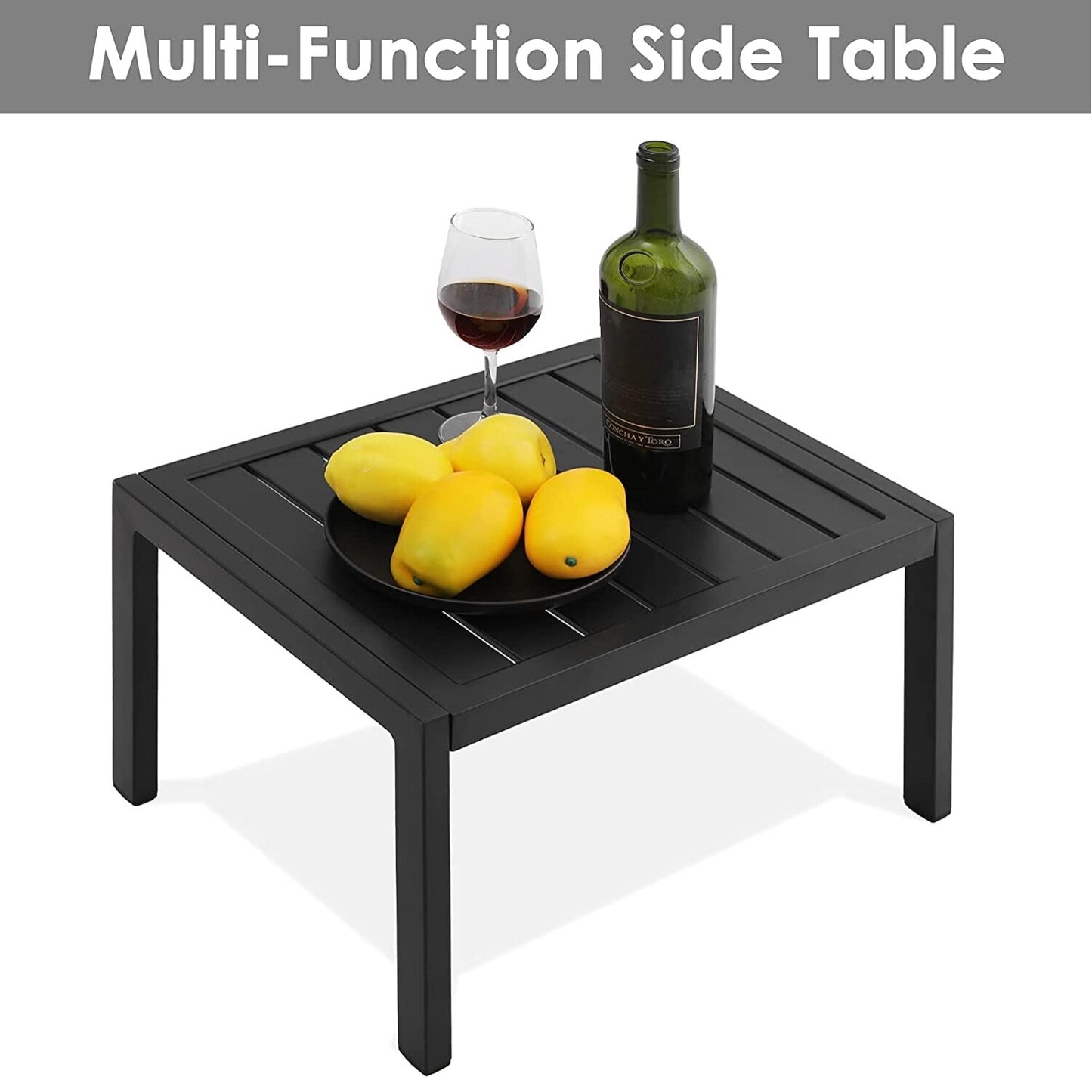 AuAg 5-Position Aluminum Outdoor Lounge Chair Set With Table