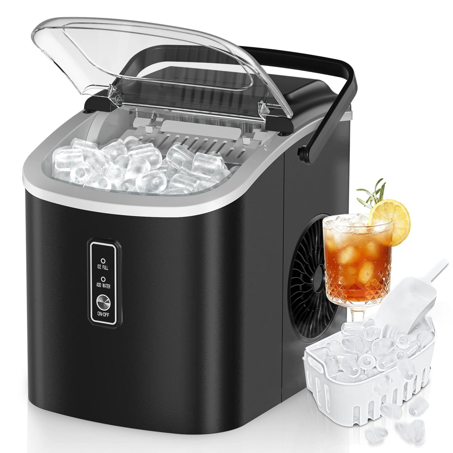 SIMZLIFE Portable Ice Maker With Handle 26 Lbs Per Day