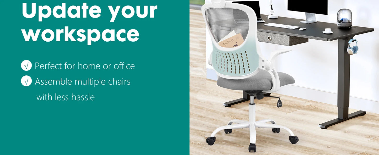 JHK Ergonomics Mesh Office Chair With Headrest And Lumbar Support