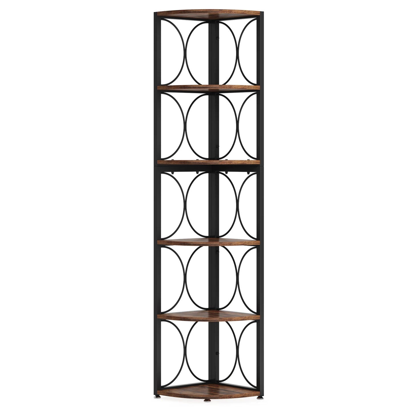 Tribesigns 6 Tier Rustic Corner Bookshelf Bookcase Storage Rack