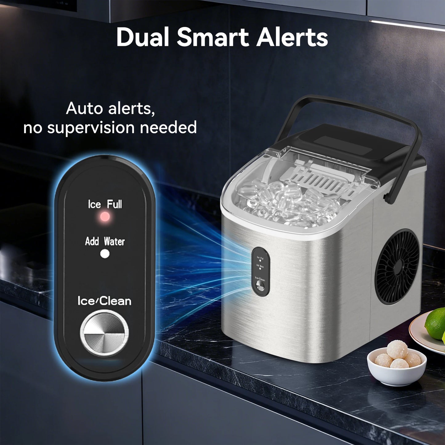 SIMZLIFE Portable Ice Maker With Handle 26 Lbs Per Day