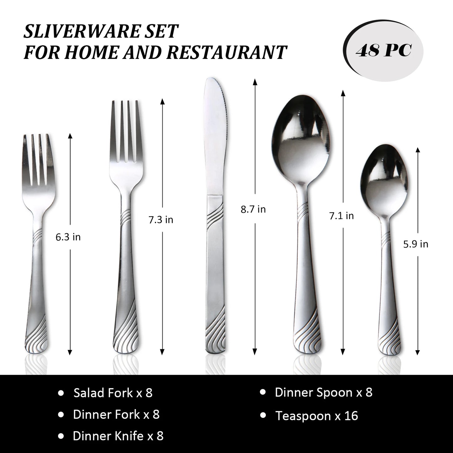 HANSMART 48-Piece Stainless Steel Flatware Set For Family Dining