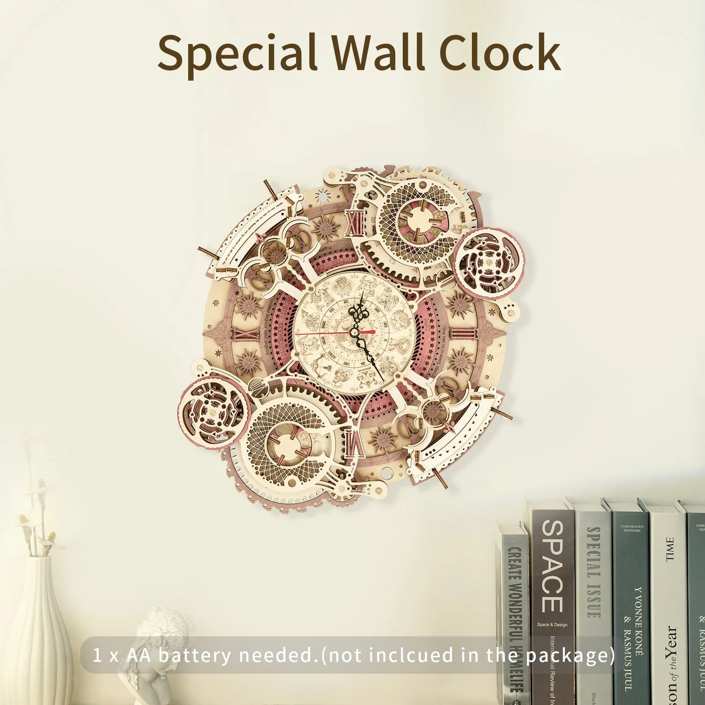 Robotime Rokr Steampunk 3D Wooden Puzzle Clock Kit For Walls