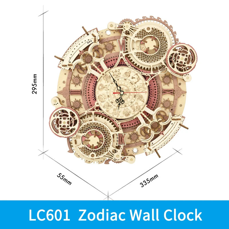 Robotime Rokr Steampunk 3D Wooden Puzzle Clock Kit For Walls