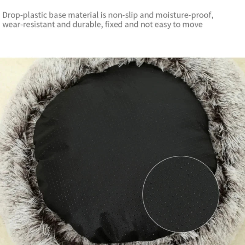 Winter Ultrasoft Plush Round Cat Bed 2 In 1 DeluxeNest