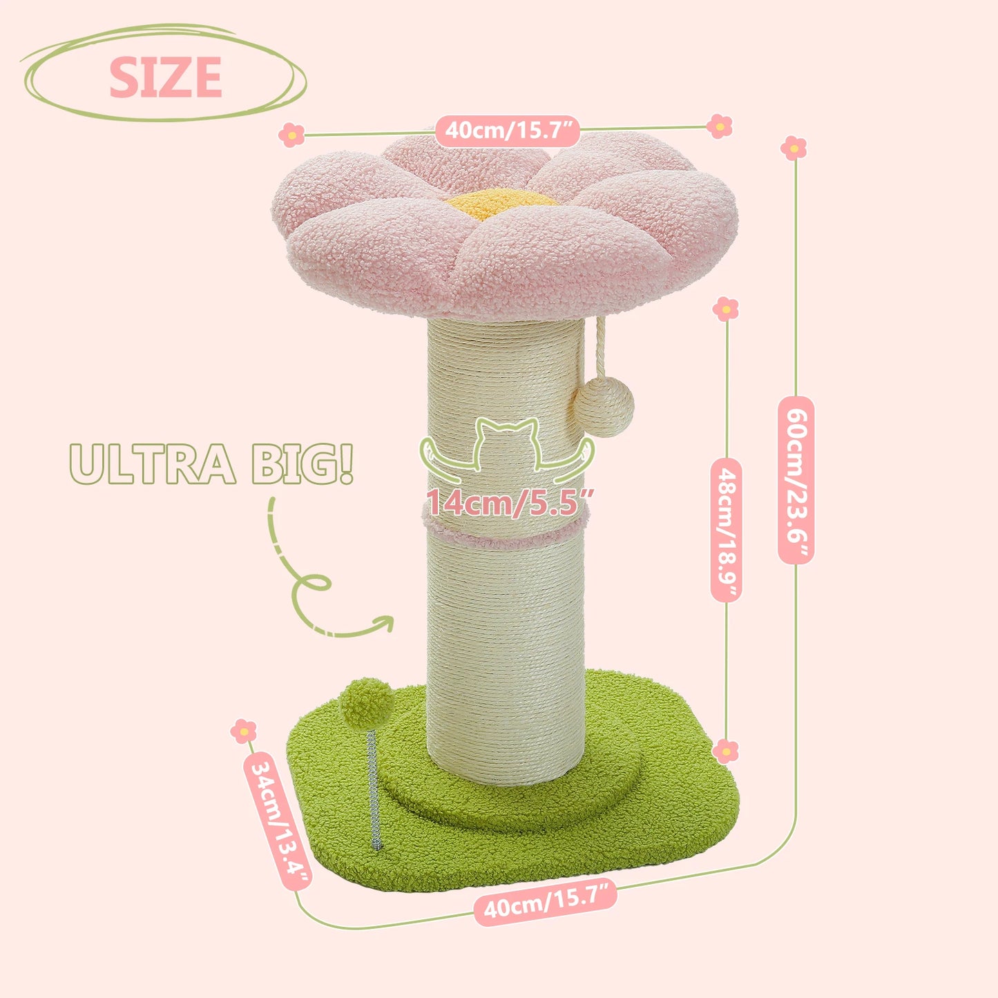 PAWZ Road Flower Small Cat Tree Scratching Post Natural Sisal