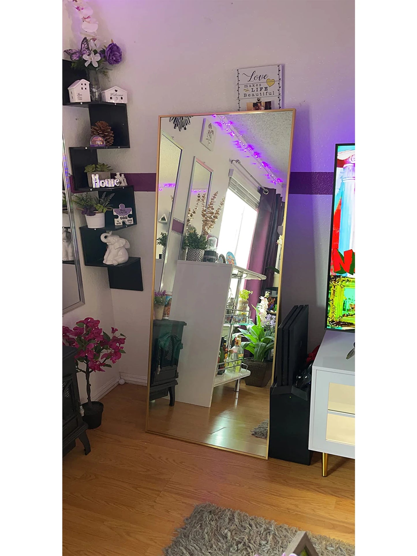 Full Length Floor Mirror With Black Metal Frame Home Decor