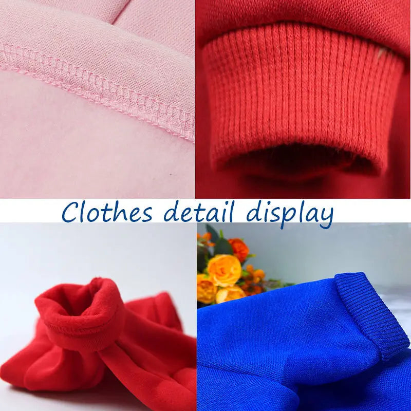 Solid Fleece Dog Jacket Coat With Hood For All Breeds