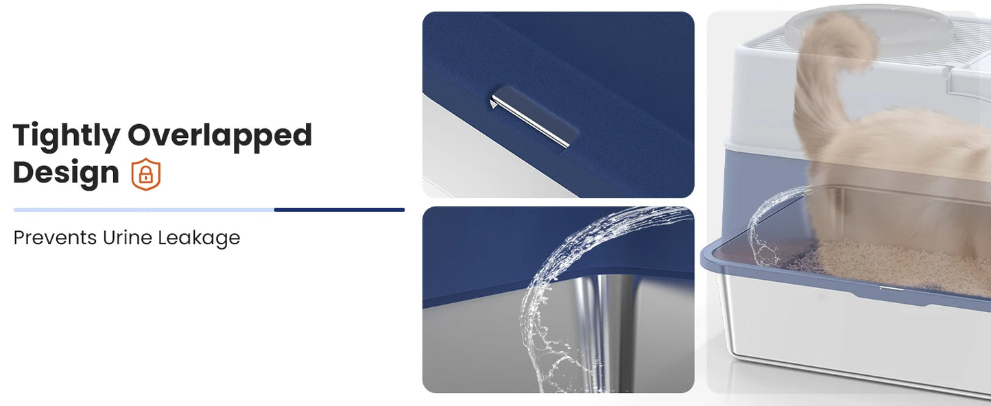 Cityflee Stainless Steel Cat Litter Box With Lid And Scoop