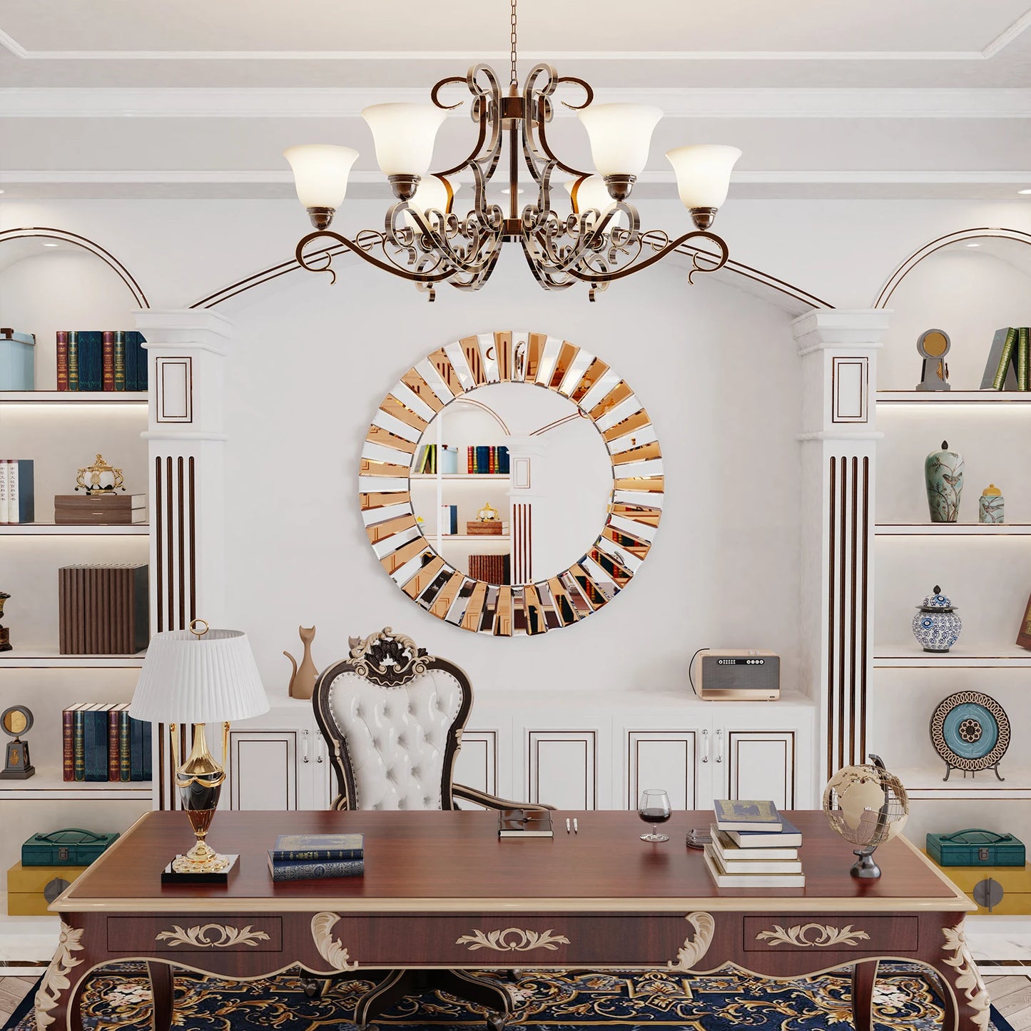 Decorative Round Starburst Wall Mirror Venetian Style