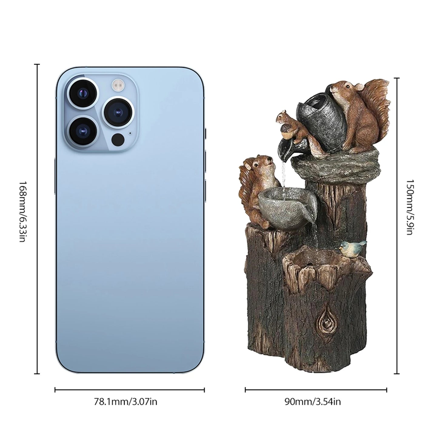 Alloet Funny Duck And Squirrel Fountain Ornament With Light