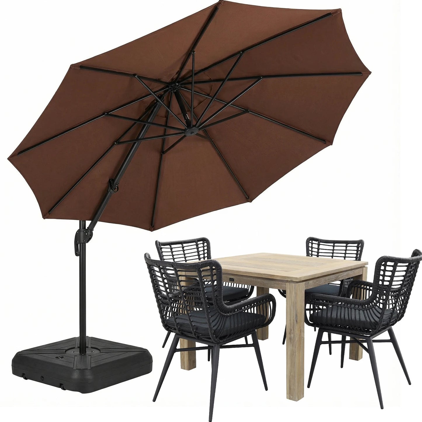 Cantilever Patio Umbrella Base With Wheels 130kg Capacity
