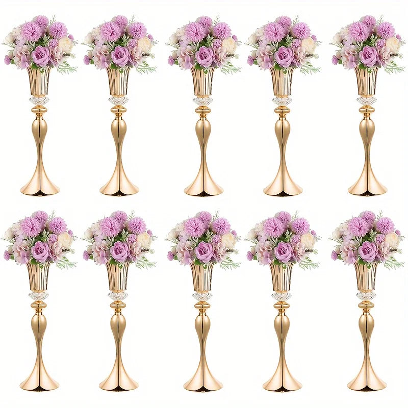 Crystal Flower Stands Metal Centerpiece Vases For Table Decor