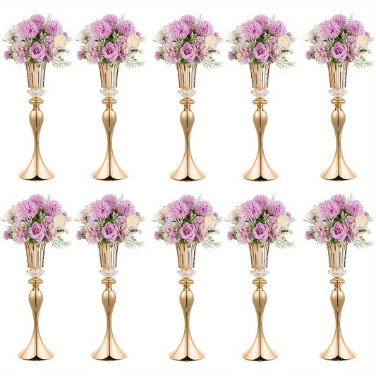 Crystal Flower Stands Metal Centerpiece Vases For Table Decor