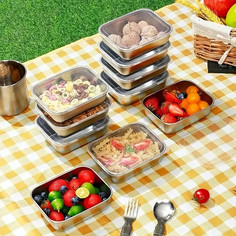 Stainless Steel Food Storage Boxes 5-Pack Stackable For Meal Prep