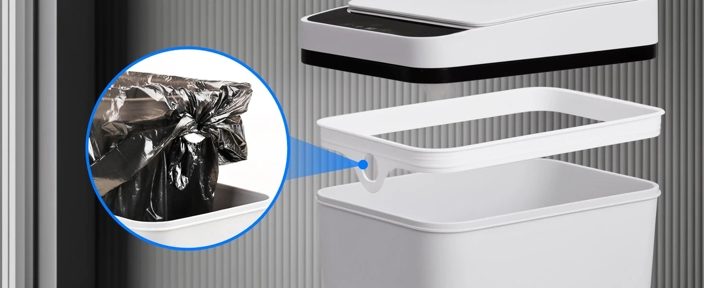 2 Pack 12L Bathroom Automatic Trash Cans Touchless Motion Sensor Slim with Lid for Bathroom Bedroom Living Room Office White