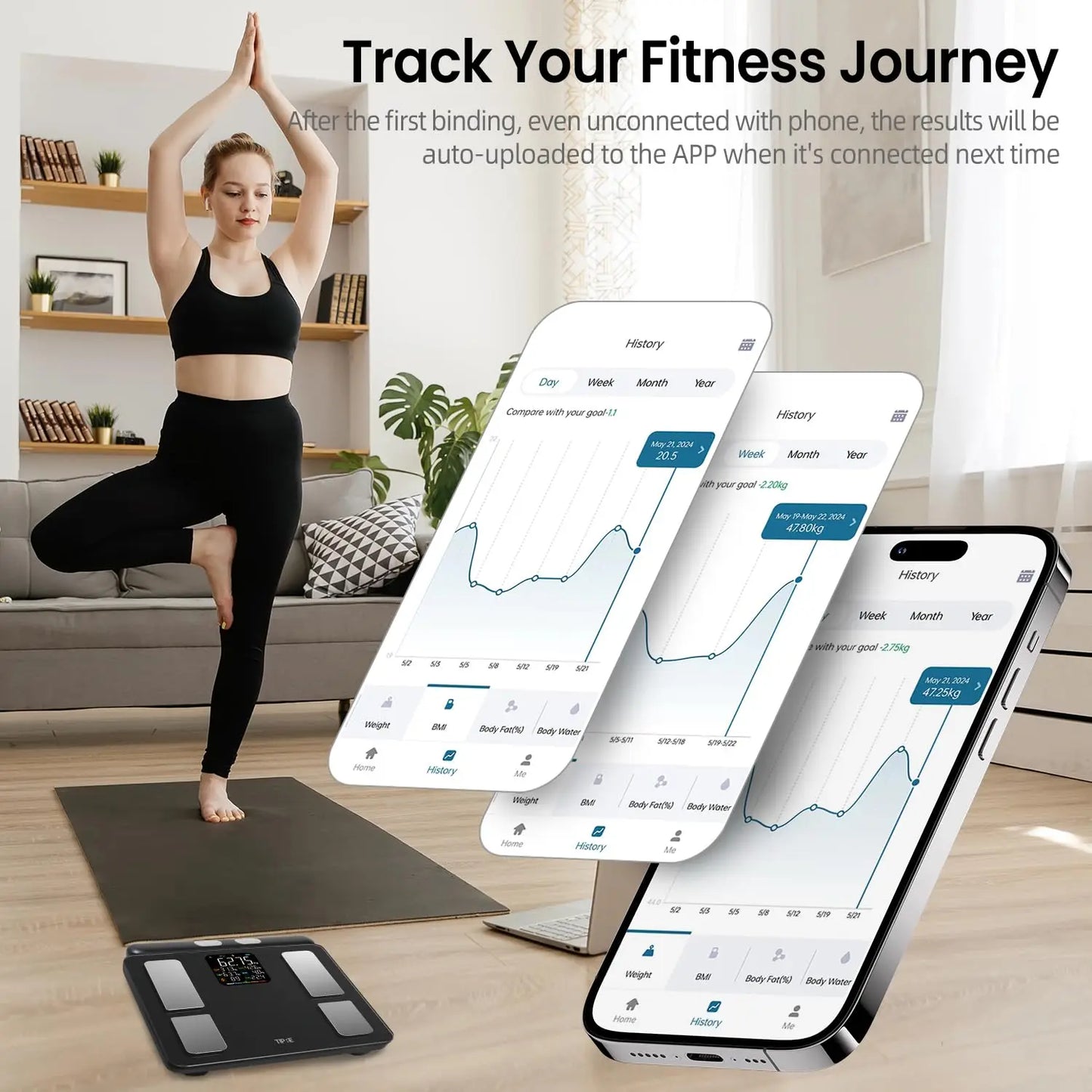 Eight-Electrode Smart Body Scale With Full Body Composition Analysis Bluetooth