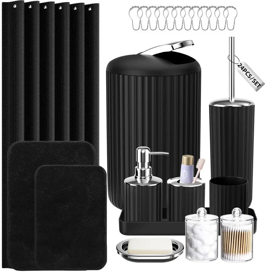 Bathroom Accessories Set With Shower Curtain And Rugs