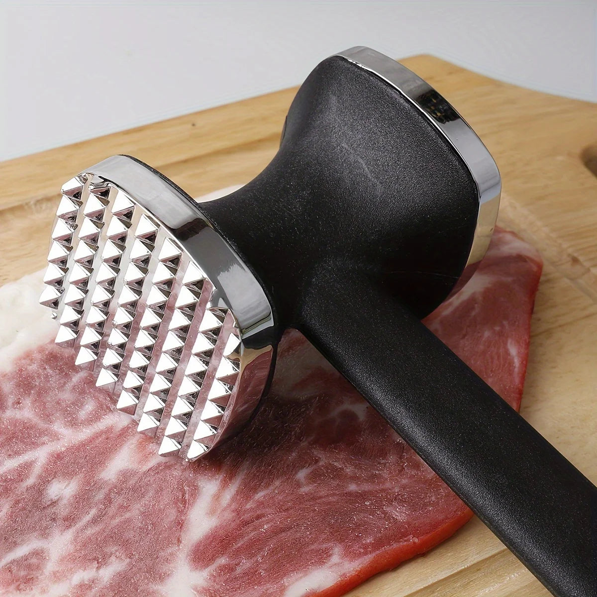 Stainless Steel Meat Tenderizer Mallet With Rubber Handle