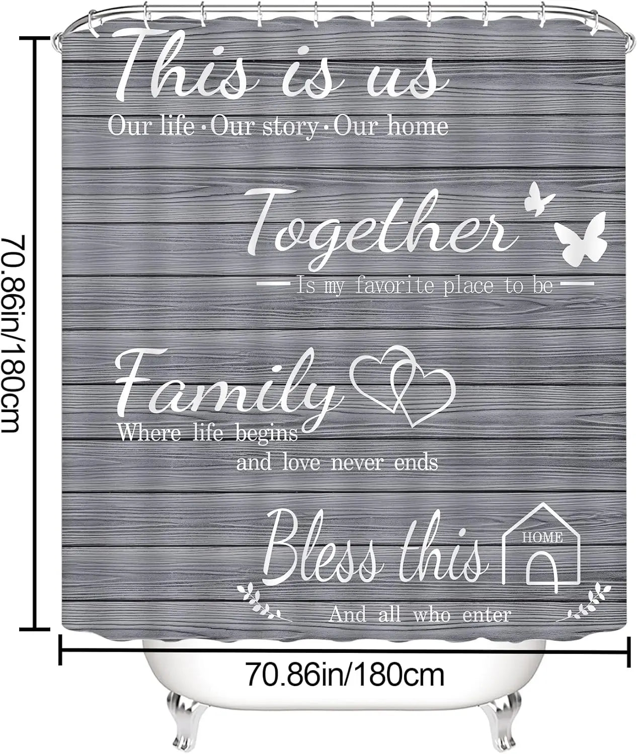 4 Piece Bathroom Set Waterproof Curtain Rugs Toilet Mat