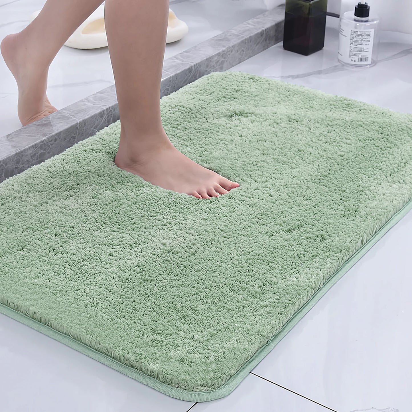 Super Absorbent Non-slip Bathroom Mat Plush Microfiber Quick Dry Washable Soft Bath Rug for Tub Balcony