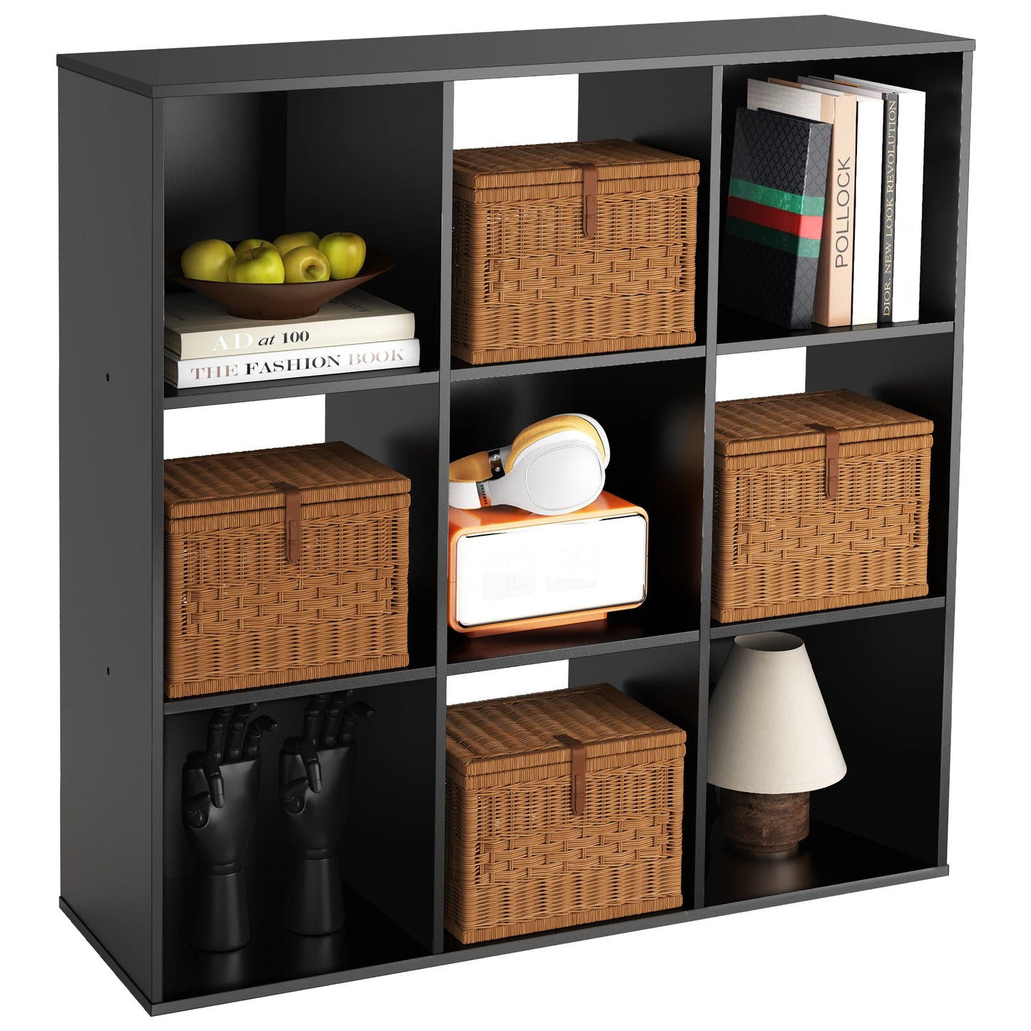 JHK 9 Cube Wooden Storage Organizer Bookshelf for Living Room
