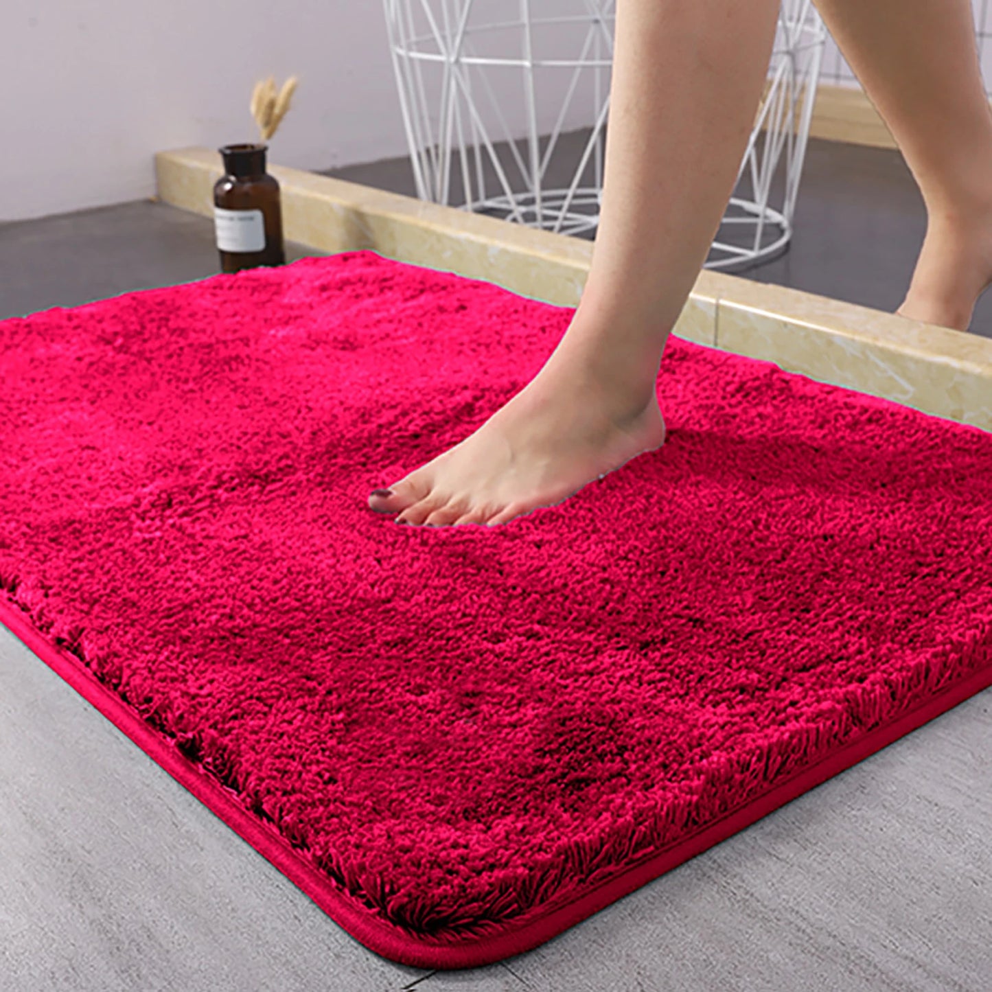 Super Absorbent Non-slip Bathroom Mat Plush Microfiber Quick Dry Washable Soft Bath Rug for Tub Balcony