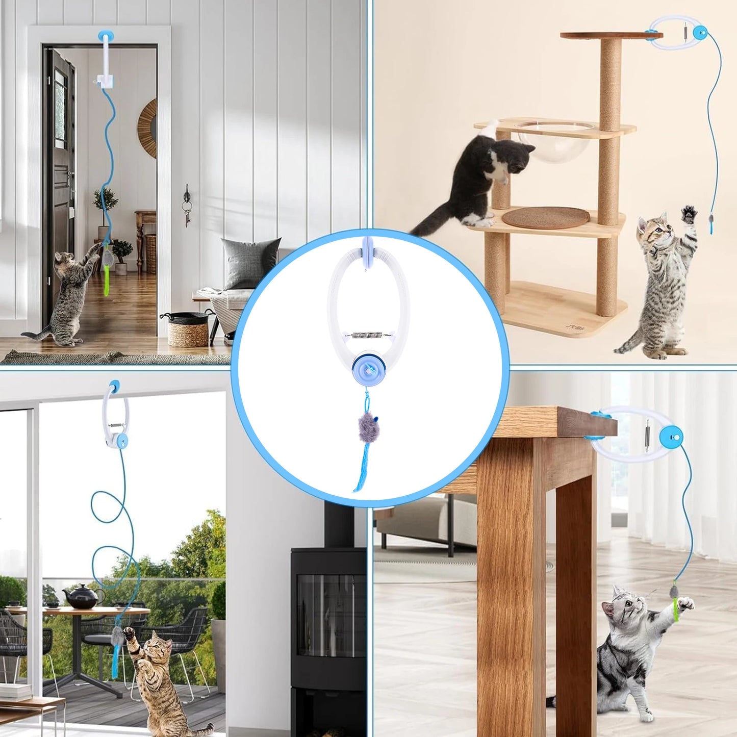 Door Hanging Automatic Retractable Kitten Teaser Toy With Catnip Mice
