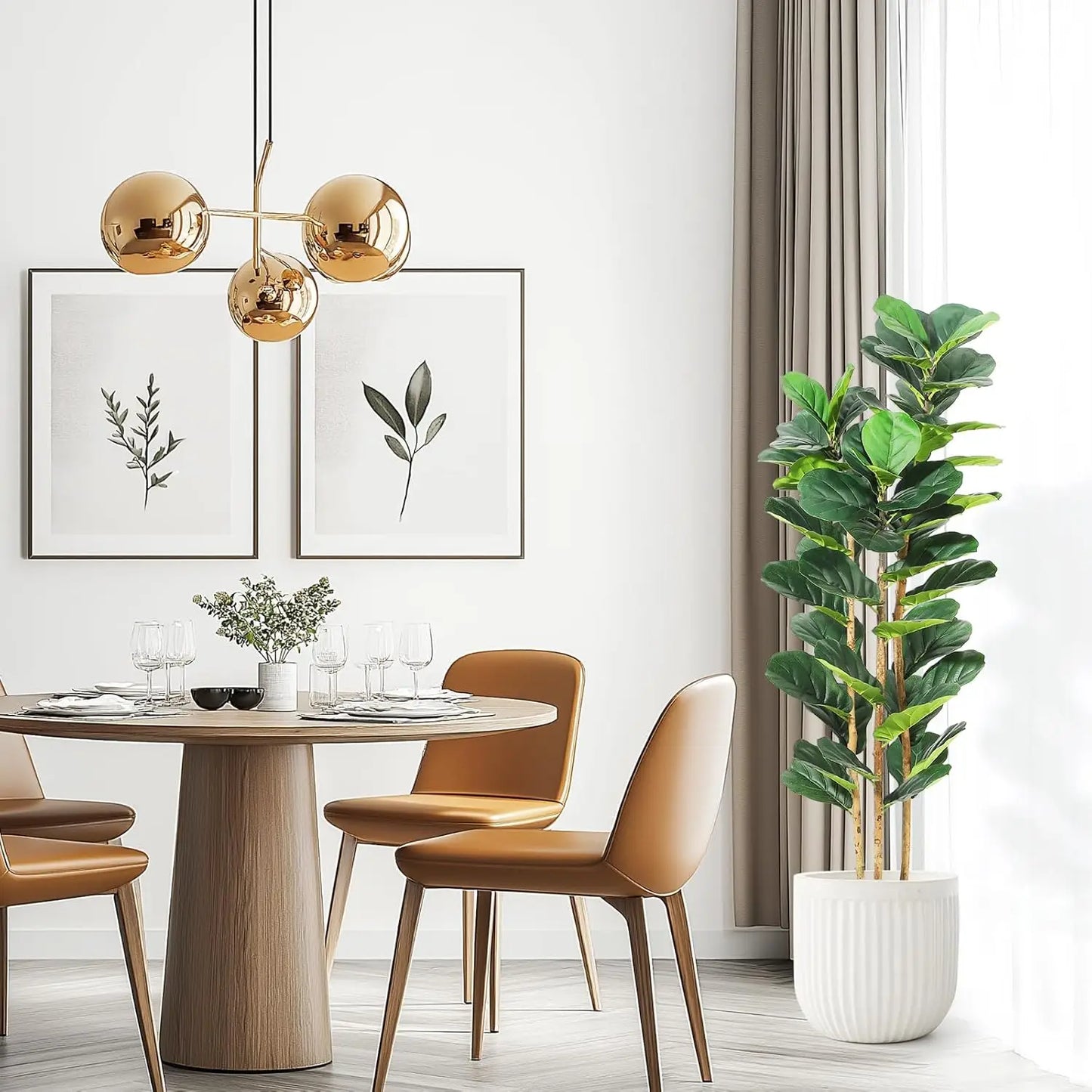 HiMISSCN Fiddle Leaf Fig Artificial Tree With Pot Indoor Decor