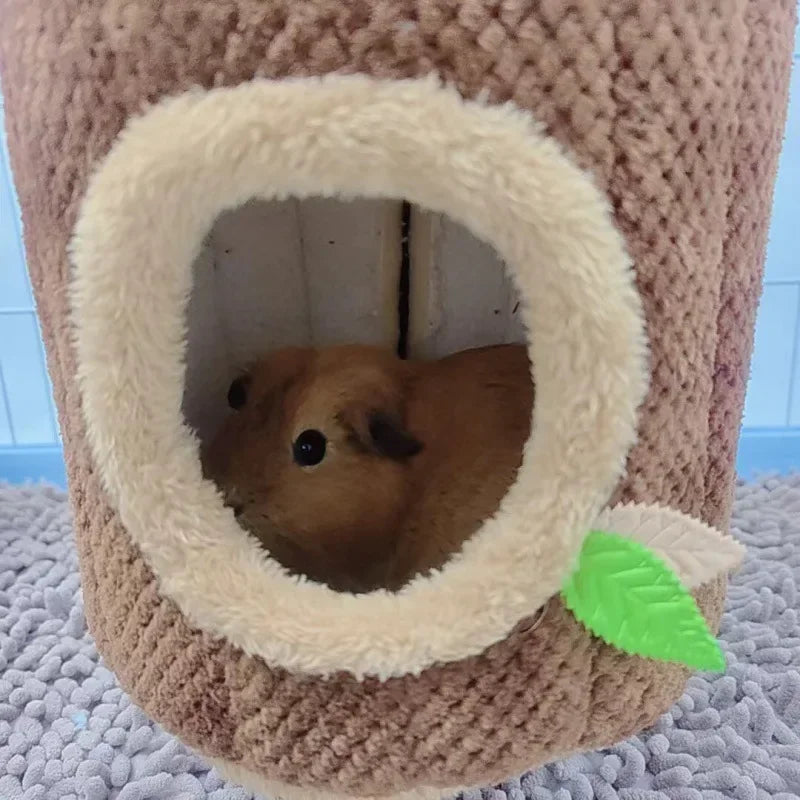 Tree Stump Shaped Hamster Nest And Hammock For Small Pets