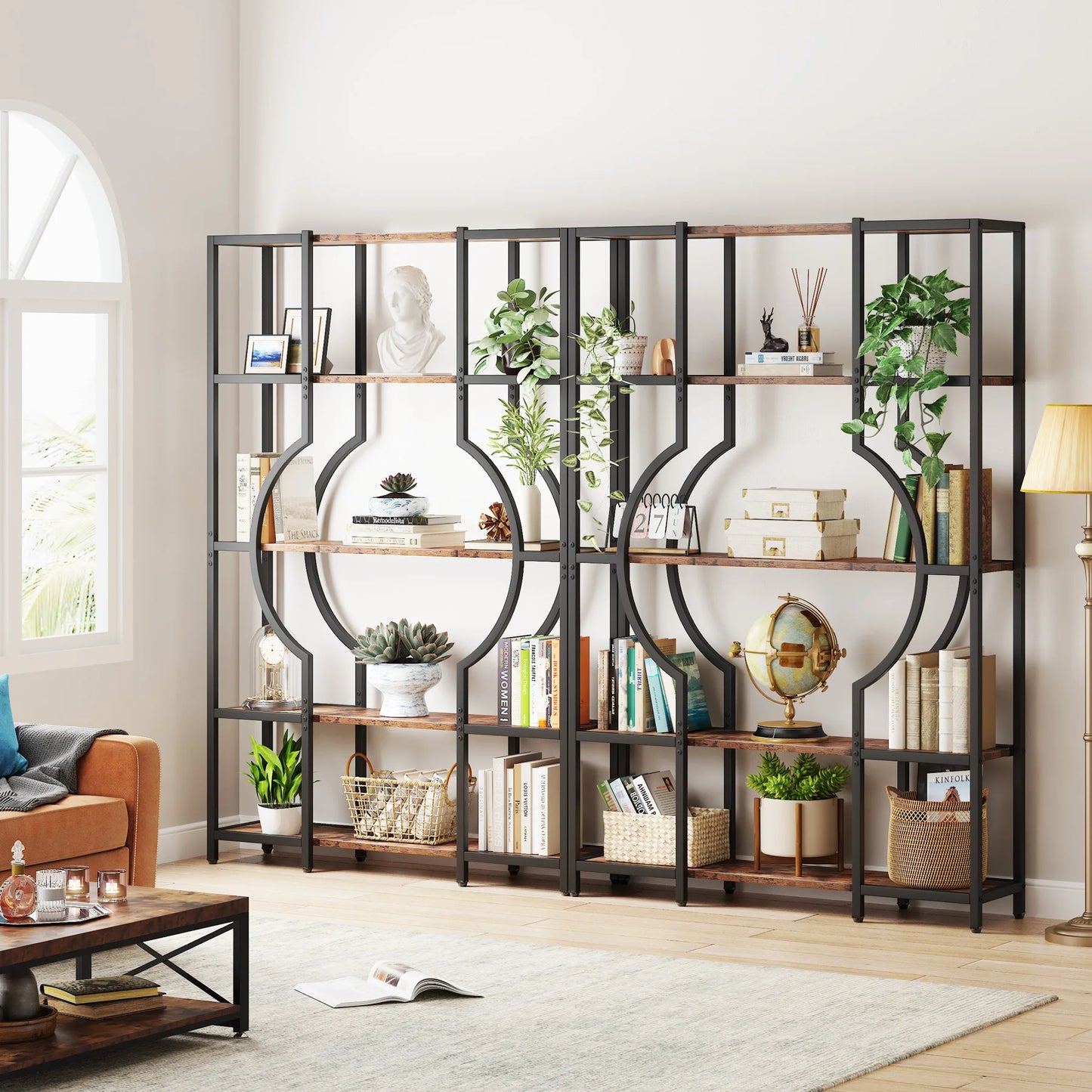 Tribesigns Industrial Etagere Bookshelf Freestanding Tall Display Shelf