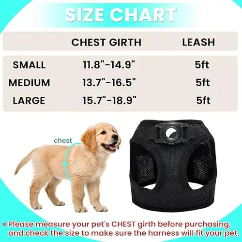 YTYIN Small Dog Harness AirTag Set With Reflective Leash