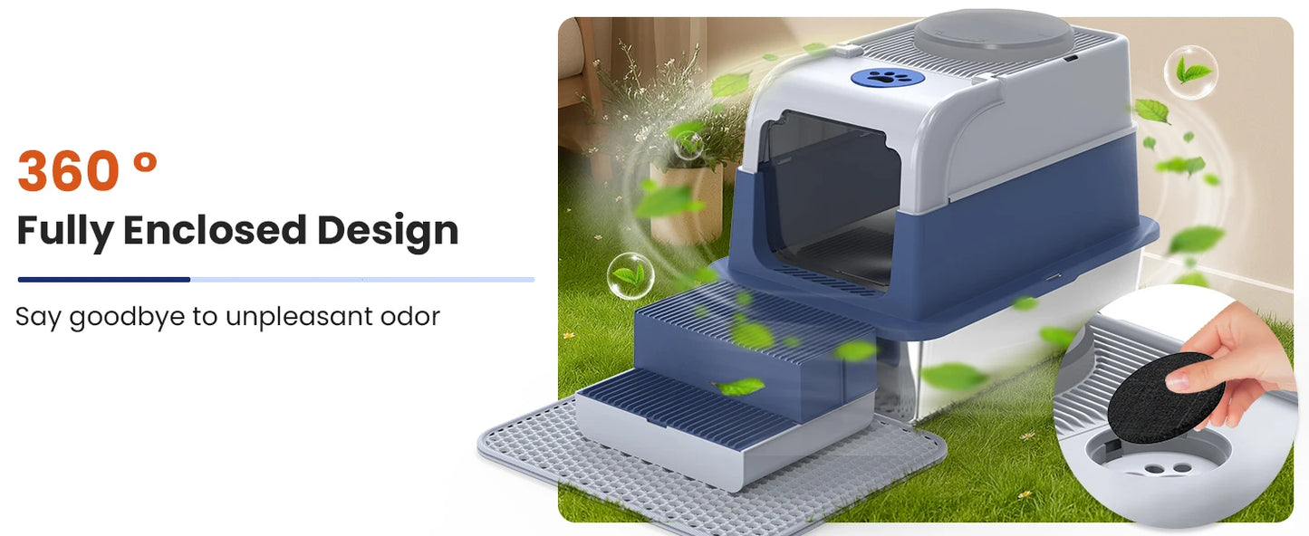 Cityflee Stainless Steel Cat Litter Box With Lid And Scoop