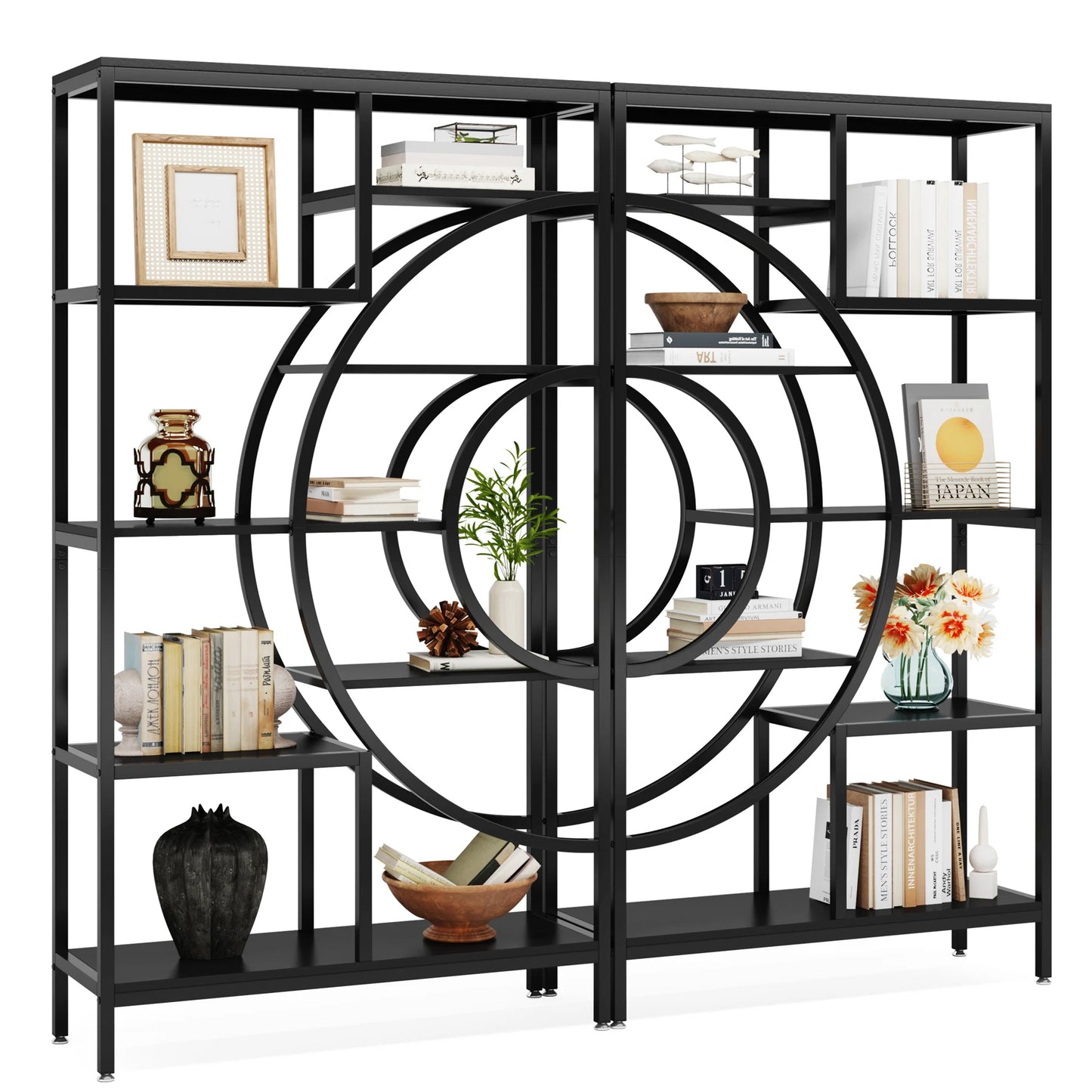 Tribesigns Industrial Etagere Bookshelf Freestanding Tall Display Shelf