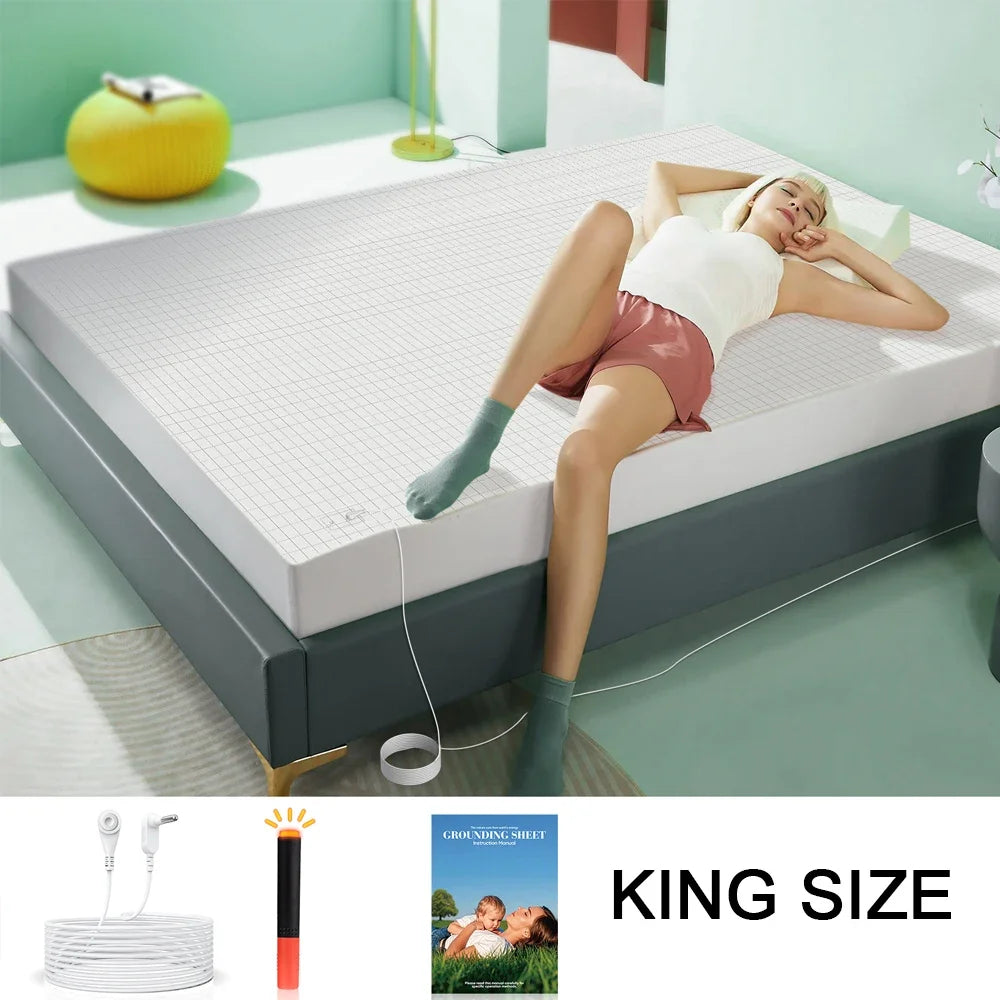 NONECN Earthing Fitted Sheet Organic Cotton With Conductive Silver Fiber