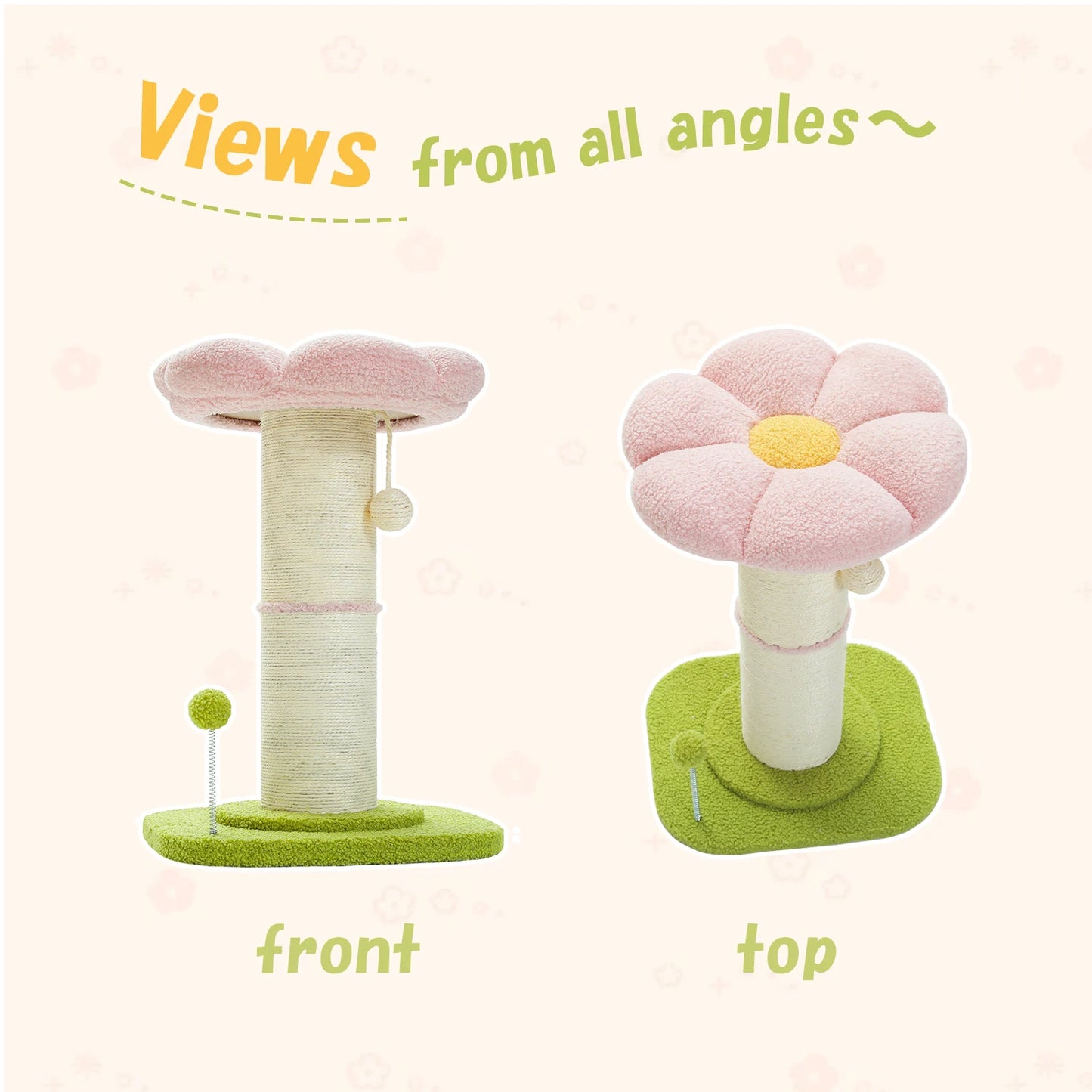 PAWZ Road Flower Small Cat Tree Scratching Post Natural Sisal