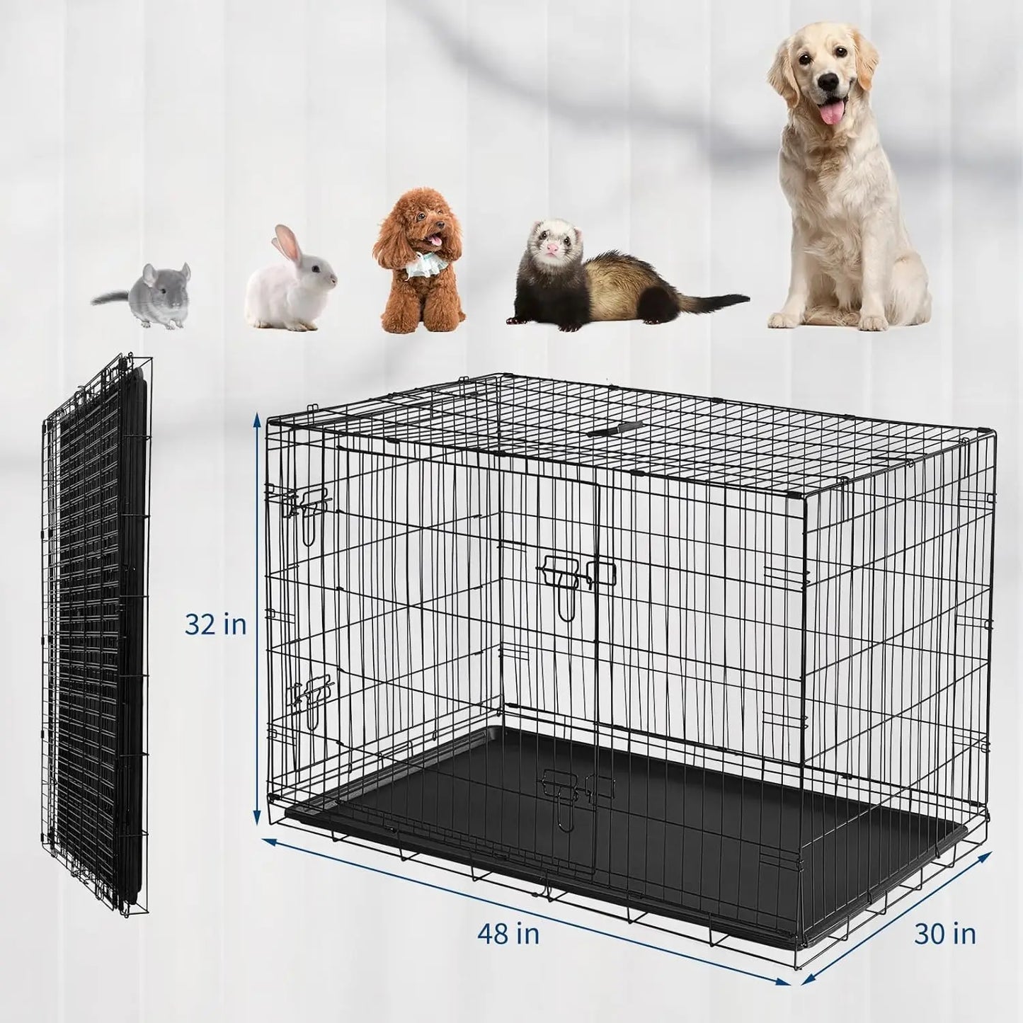 HiMISSCN Portable Folding Rabbit Cage With Slide Out Tray Doors