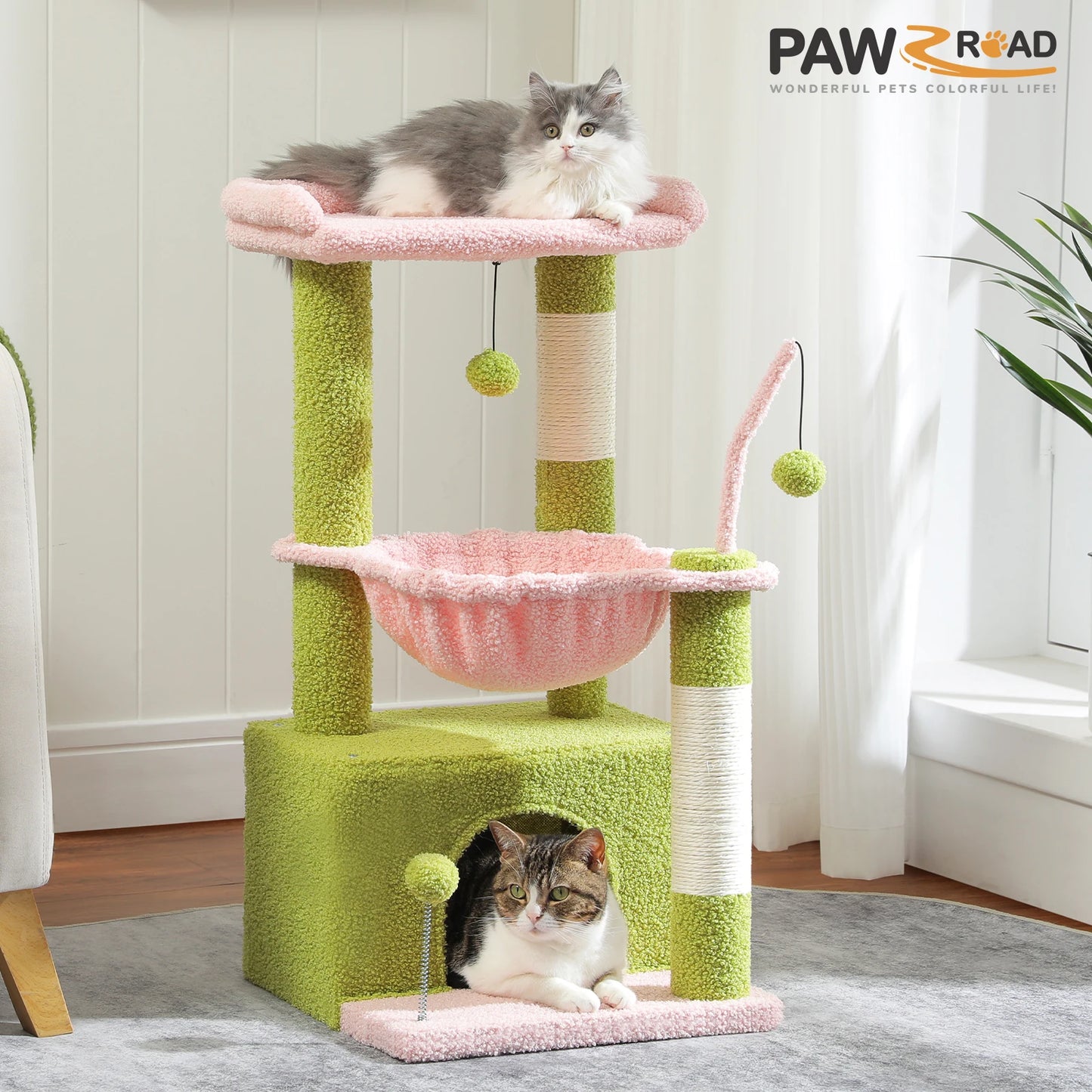 PAWZ Road 4-In-1 Cat Tree With Condo And Cozy Perch