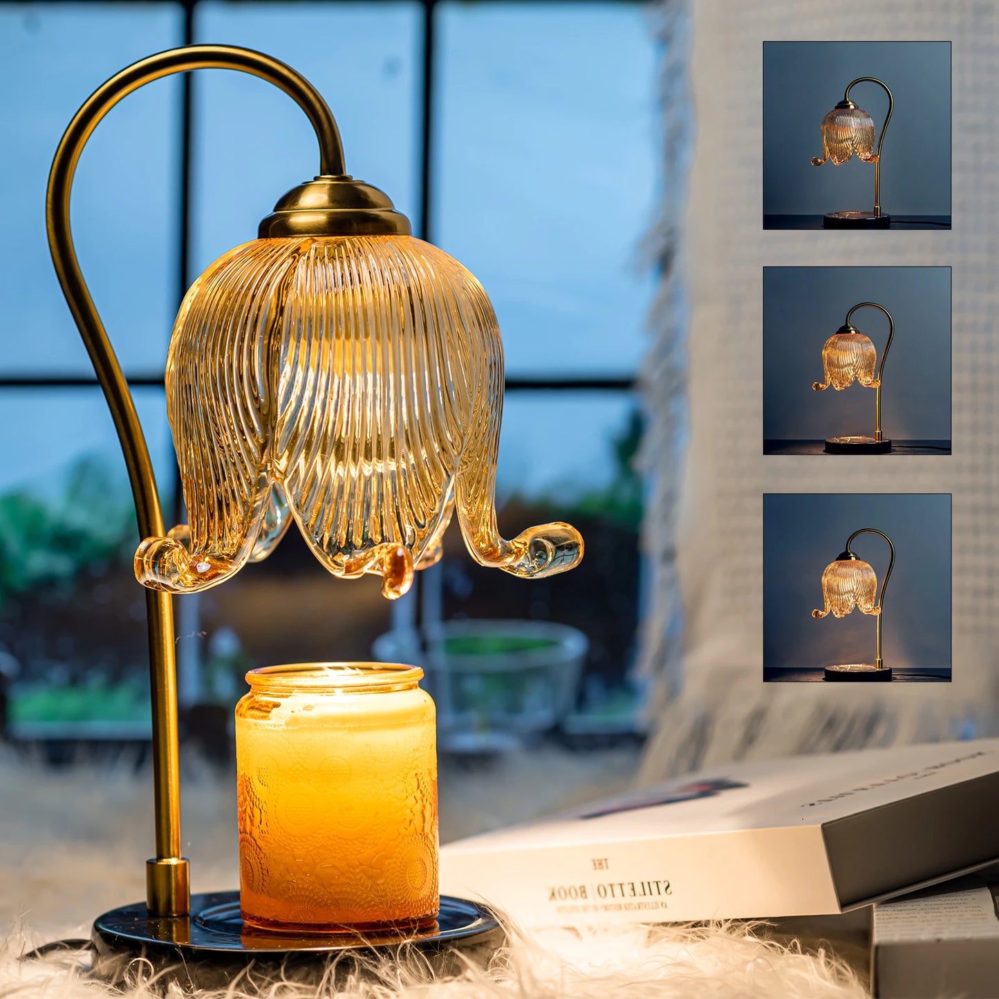Tulip Flower Warm Candle Lamp French Retro Bedside Table Light